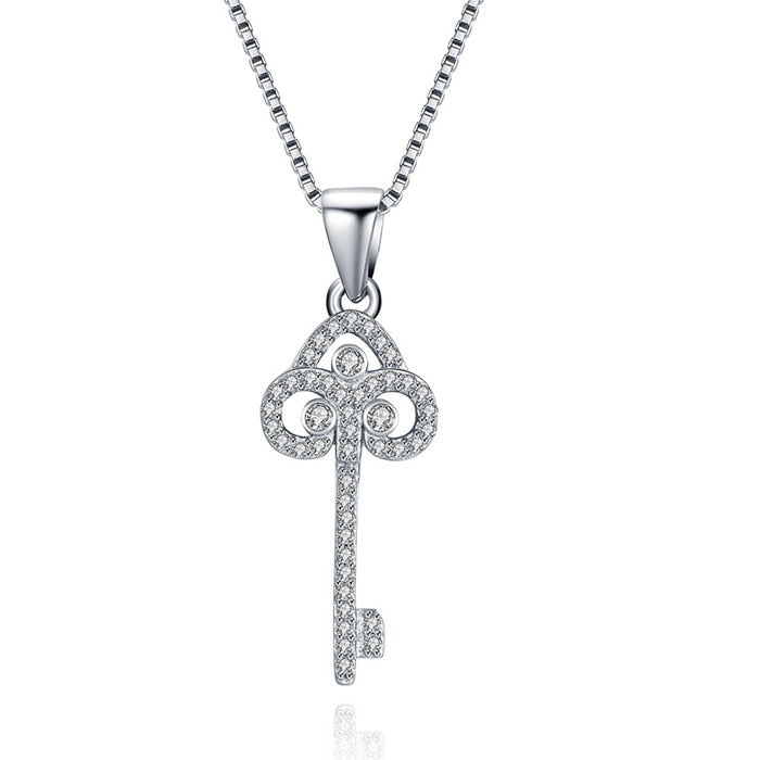 KJ necklaces of KJ-SVN078, 925 silver key pendants with fine jewelry chain, wedding necklace for Woman, Valentine's gift,fashion