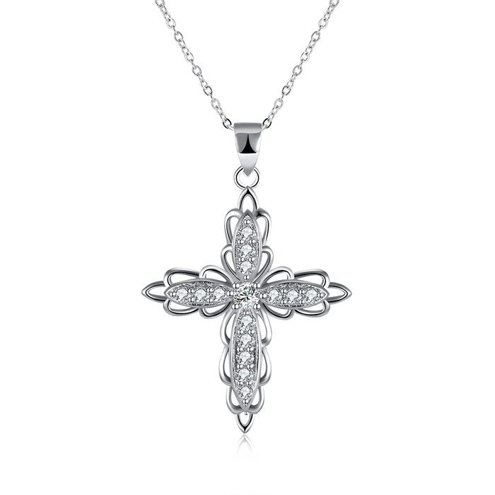 KJ necklaces of KJ-SVN114, 925 silver cross pendants with fine jewelry chain, wedding jewelry for woman, Valentine's gift, best
