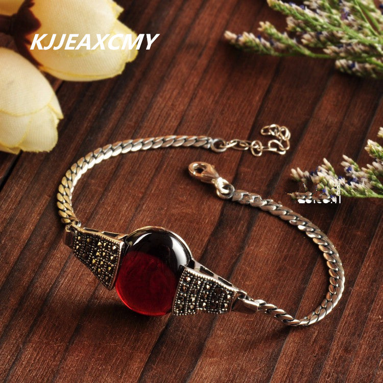925 sterling silver bracelets personalized retro Thai silver inl garnet agate jewelry Miss Bai Maoyan shipping
