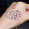 Boutique jewelry 925 Sterling Silver tourmaline, female pendant, inlaid with micro jewelry, natural plated 18K gold,
