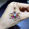 Boutique jewelry Colorful jewelry, natural Tourmaline Pendant, S925 silver inlaid gemstone necklace
