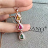 Boutique jewelry,Multicolored jewelry natural tourmaline gems female Pendant 925 Silver Inl Necklace Pendant