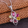 Boutique jewelry Natural Tourmaline Pendant Japanese Korean women's craft,925, sterling Silver Plated Platinum, gold,