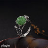 Boutique jewelry S925 Sterling Silver Antique inlaid and field jade Jasper plum blossom tree lady high-end open ring