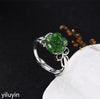 Boutique jewelry S925 Sterling Silver Antique inlaid and field jade Jasper rose high-end open female ring.