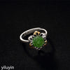 Boutique jewelry S925 Sterling Silver Antique inlaid and field jade Jasper rose mosaic female opening ring