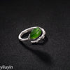 Boutique jewelry S925 pure silver natural and field jade tulip opening creative high-end Sterling Silver Ladies Ring