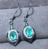 Fine Jewelery Natural Emerald Women's Earrings Made 925 Sterling Silver Set in Premium Emerald