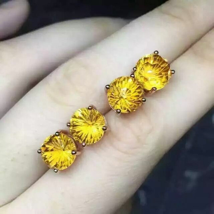 Fine Jewelery Natural citrine ladies earrings jewelry   s925 sterling silver inl