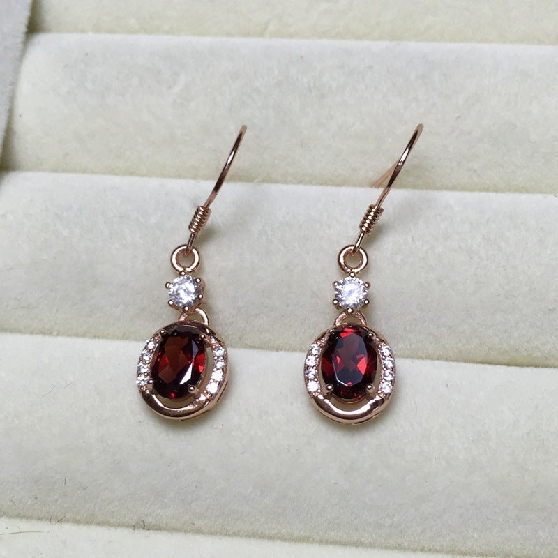 Fine Jewelery New natural Madagascar garnet burst female Earrings 925 Silver