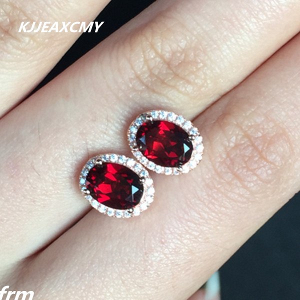 Fine Jewelery Peripheral Drill Earrings Classic Crafts Good Colors Natural Garnet Stud Earrings 925 Sterling Silver