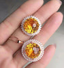Fine jewelry 925 Inlaid Citrine female ring necklace set in Sterling Silver
