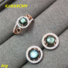 Fine jewelry, 925 Sterling Silver Natural Star Sapphire Set 6 * 6 Ring 7 * 7 Studs Women's Silver Jewelry
