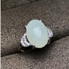 Fine jewelry 925 pure silver inlaid natural and Tian Baiyu ladies' ring jewelry.