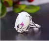 Fine jewelry 925 pure silver inlaid natural white jade female ring, micro inlaid jewelry