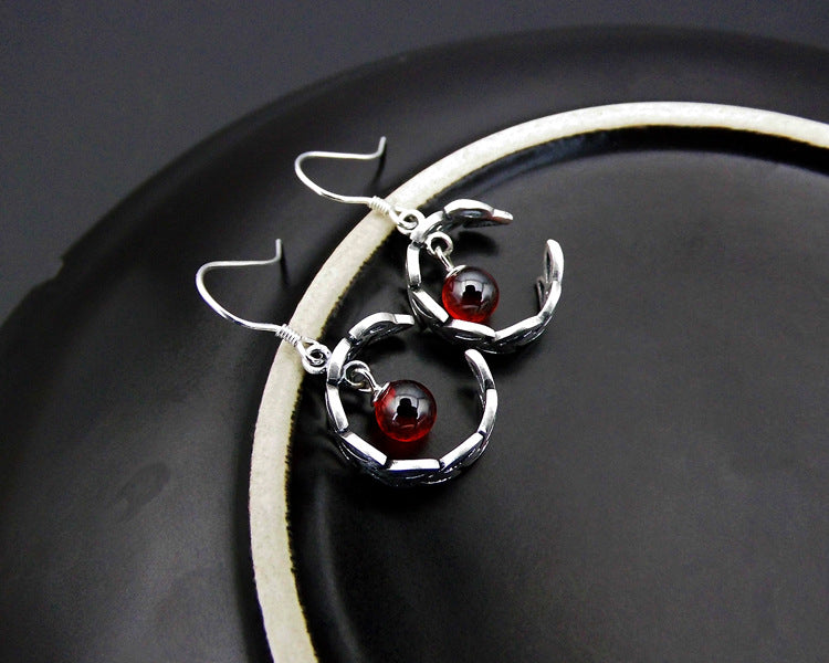 Fine jewelry 925 sterling silver agate garnet corundum green agate earrings fashion earrings