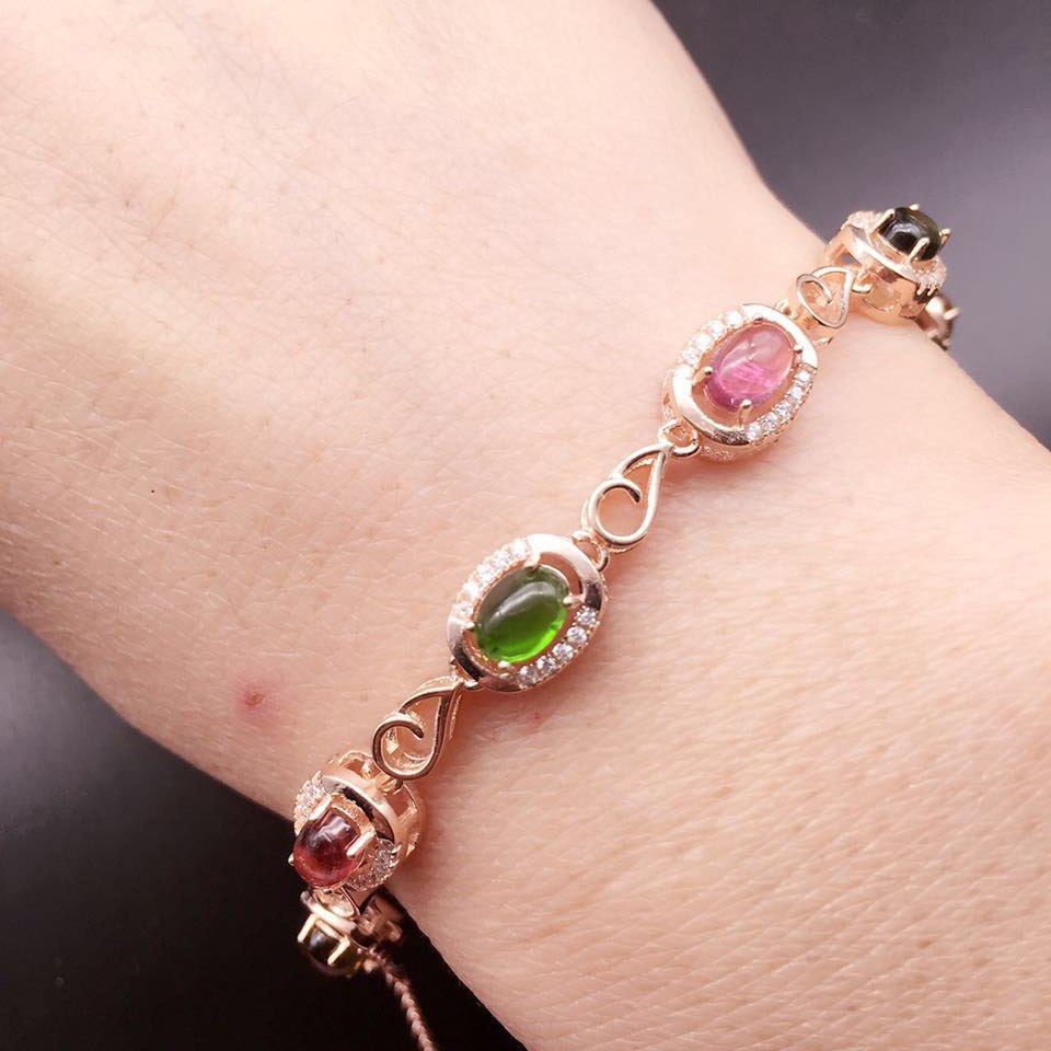 Fine jewelry Color treasure 925 silver border Zircon Bracelet, simple generous