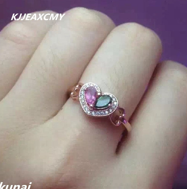 Fine jewelry Colorful hand ornaments, natural tourmaline, women's rings, 925 silver ornaments