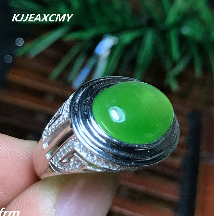 Fine jewelry Men's Rings   925 sterling silver mosaic good natural and Hotan jasper