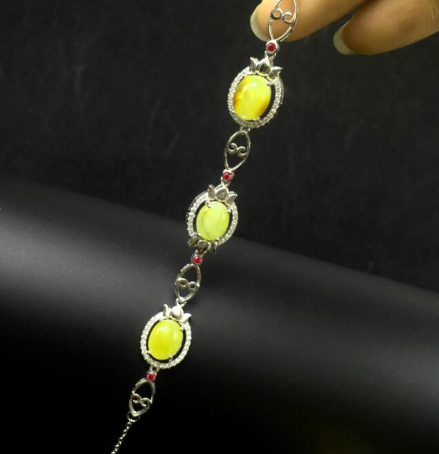 Fine jewelry Multicolored jewelry 925 silver inl natural beeswax female Bracelet simple