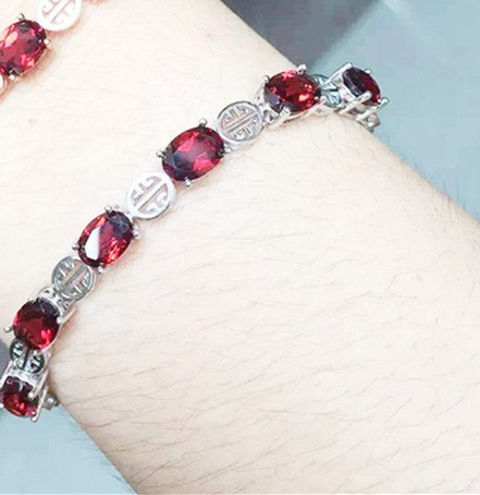 Fine jewelry Natural Crystal 925 sterling silver inlaid natural tourmaline Bracelet Silver female Brazil clo