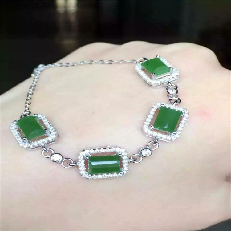 Fine jewelry Natural Jasper Bracelet Bracelet inlaid custom made   S925 Silver