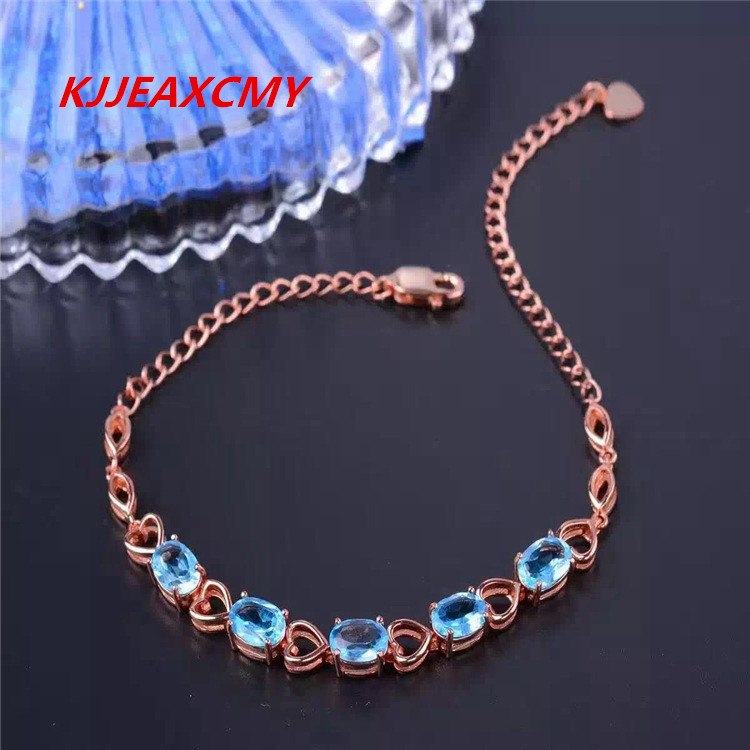 Fine jewelry Natural Topaz colored gemstone jewelry 925 Sterling Silver Bracelet female