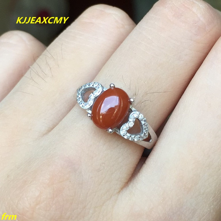Fine jewelry Natural persimmon red red onyx ring 925 Sterling Silver Choi Bao