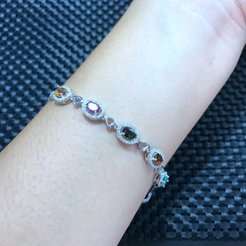 Fine jewelry Natural tourmaline female Bracelet  , 925 sterling silver inlaid new products hot