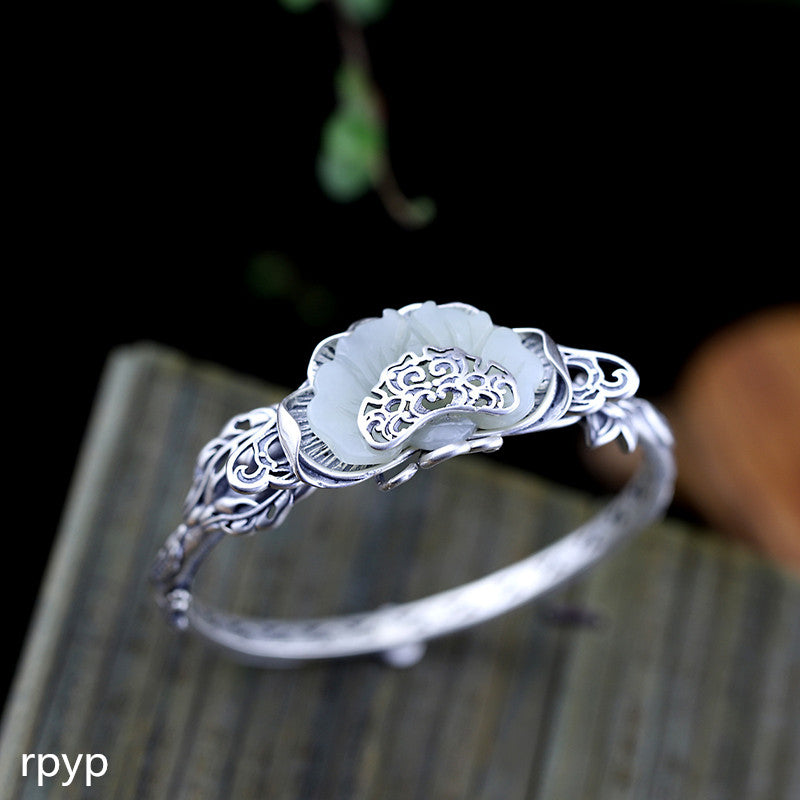 Fine jewelryS925 pure silver jewelry accessories, Thai silver, hand-made ladies' ethnic customs and Tian Yu bracelets.