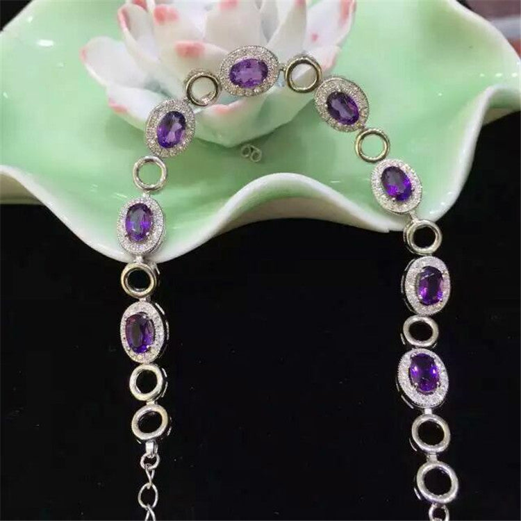 Natural Amethyst Bracelet, jewelry,  , S925 sterling silver, female models