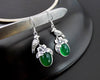 S925 pure silver Thailand Thai silver restoring ancient ways agate pendant earrings earrings green wave female model