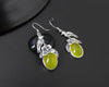 S925 pure silver Thailand Thai silver restoring ancient ways agate pendant earrings earrings green wave female model