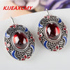 Thailand and the pure manual S925 pure silver Thai silver agate garnet female money eardrop restoring ancient ways