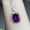 boutique jewelry 925 Silver Inl Large Natural Amethyst Women's Pendant + Necklace