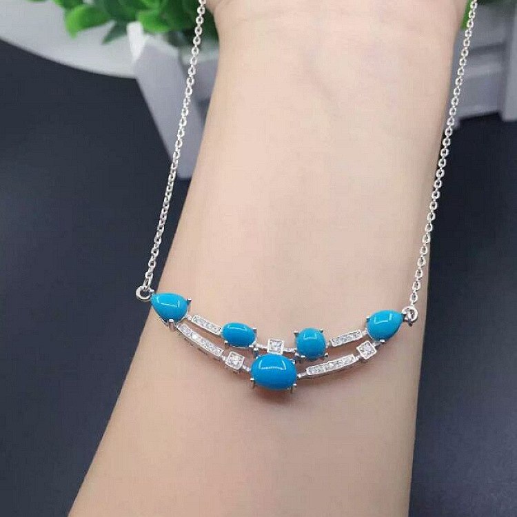 boutique jewelry 925 Silver Natural Beauty Turquoise Ladies Necklace