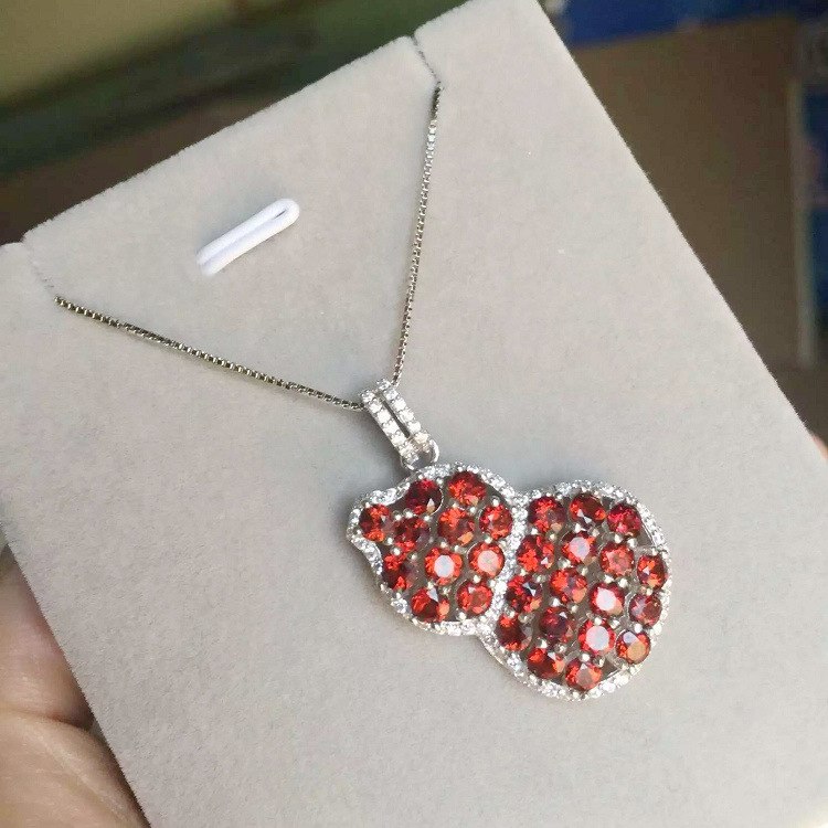 boutique jewelry,925 Silver Natural Madagascar Garnet Lady Pendant