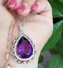 boutique jewelry,925 Sterling Silver Inlaid Amethyst Women's Necklace + Pendants   send chain