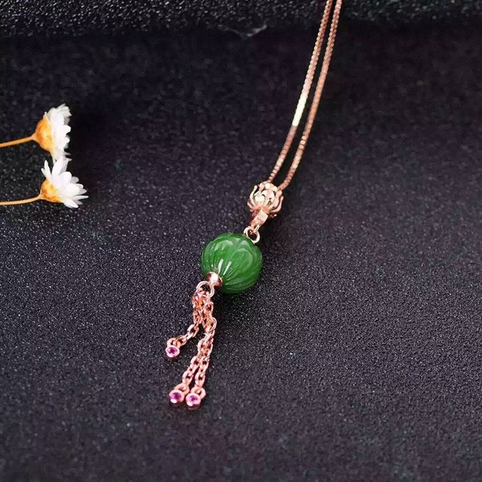 boutique jewelry,925 Sterling Silver Inl Hetian Jasper Transfer beads spinach green lotus beads