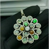 boutique jewelry,925 pure silver inlaid Jade Jadeite Pendant + Necklace C