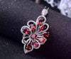 boutique jewelry,925 pure silver inlaid garnet Pendant + Necklace Jewelry