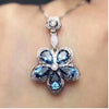 boutique jewelry 925 pure silver inlaid natural Blue Topaz Pendant + Necklace Jewelry