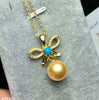 boutique jewelry 925 pure silver inlaid natural gold beads female pendant jewelry drop shape