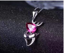boutique jewelry 925 pure silver inlaid natural pink topaz, gold, silver, two color female Pendant + necklace jewelry