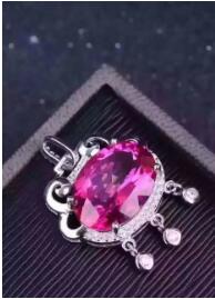 boutique jewelry,925 pure silver inlaid natural pink topaz, gold, silver, two color female Pendant + necklace jewelry