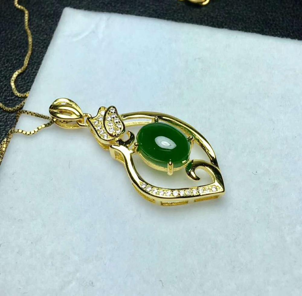 boutique jewelry,925 sterling silver inlaid natural Jasper female Pendant Necklace Chain Chain + certificate