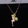 boutique jewelry,925 sterling silver inlaid natural peridot pendant pendant necklace female angel