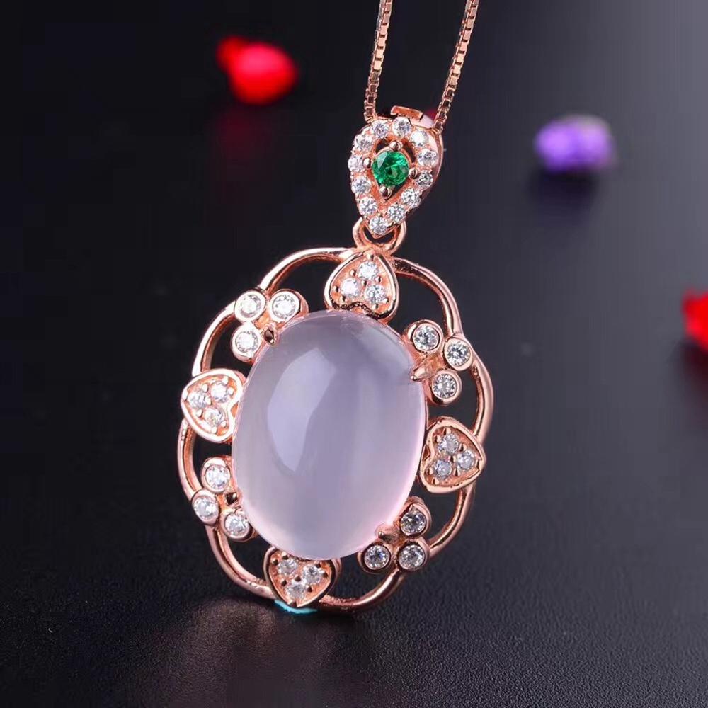boutique jewelry,925 sterling silver inlaid natural pink crystal ladies pendants support natural furong identification