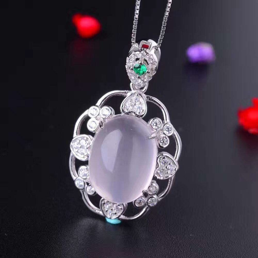 boutique jewelry,925 sterling silver inlaid natural pink crystal ladies pendants support natural furong identification