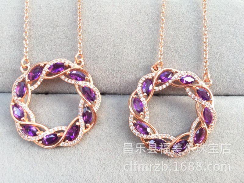 boutique jewelry,925 sterling silver women's small pendants work to   natural amethyst